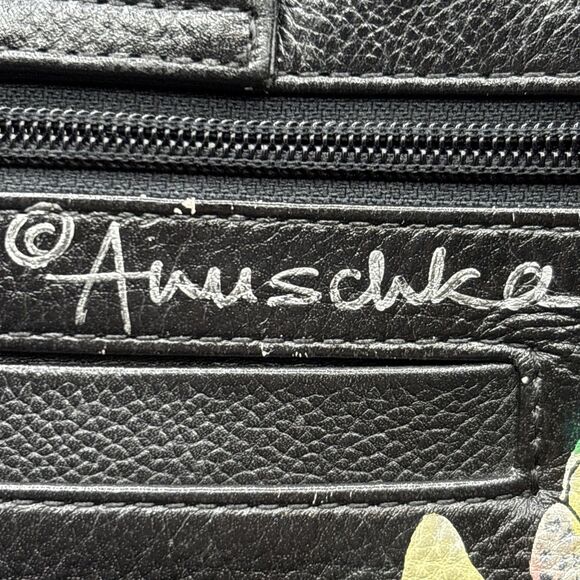 Anuschka Leather Hand Painted Dragonflies & Sunflowers Handbag - Picture 12 of 16